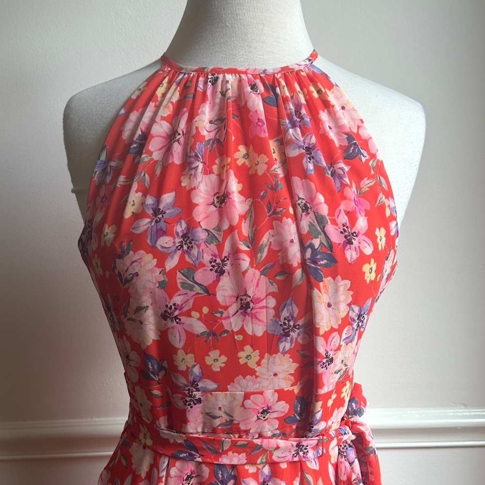 Eliza J Halter Neckline Floral Dress in Red and Pink Floral Size 8 NWT - Picture 5 of 12